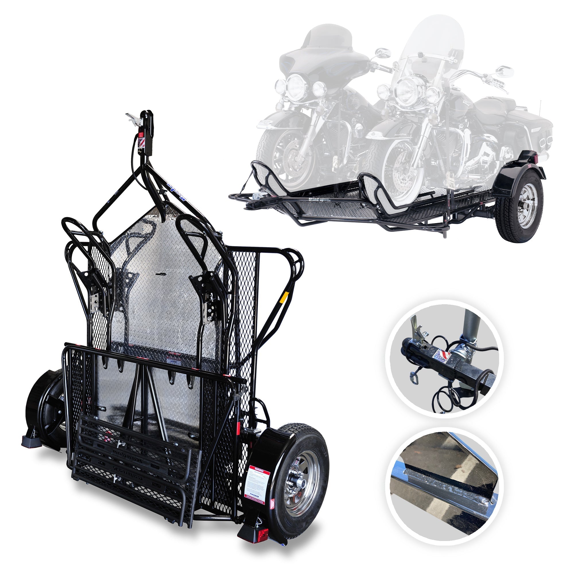 Refurbished Dual Ride-Up SRL Folding Motorcycle Trailer