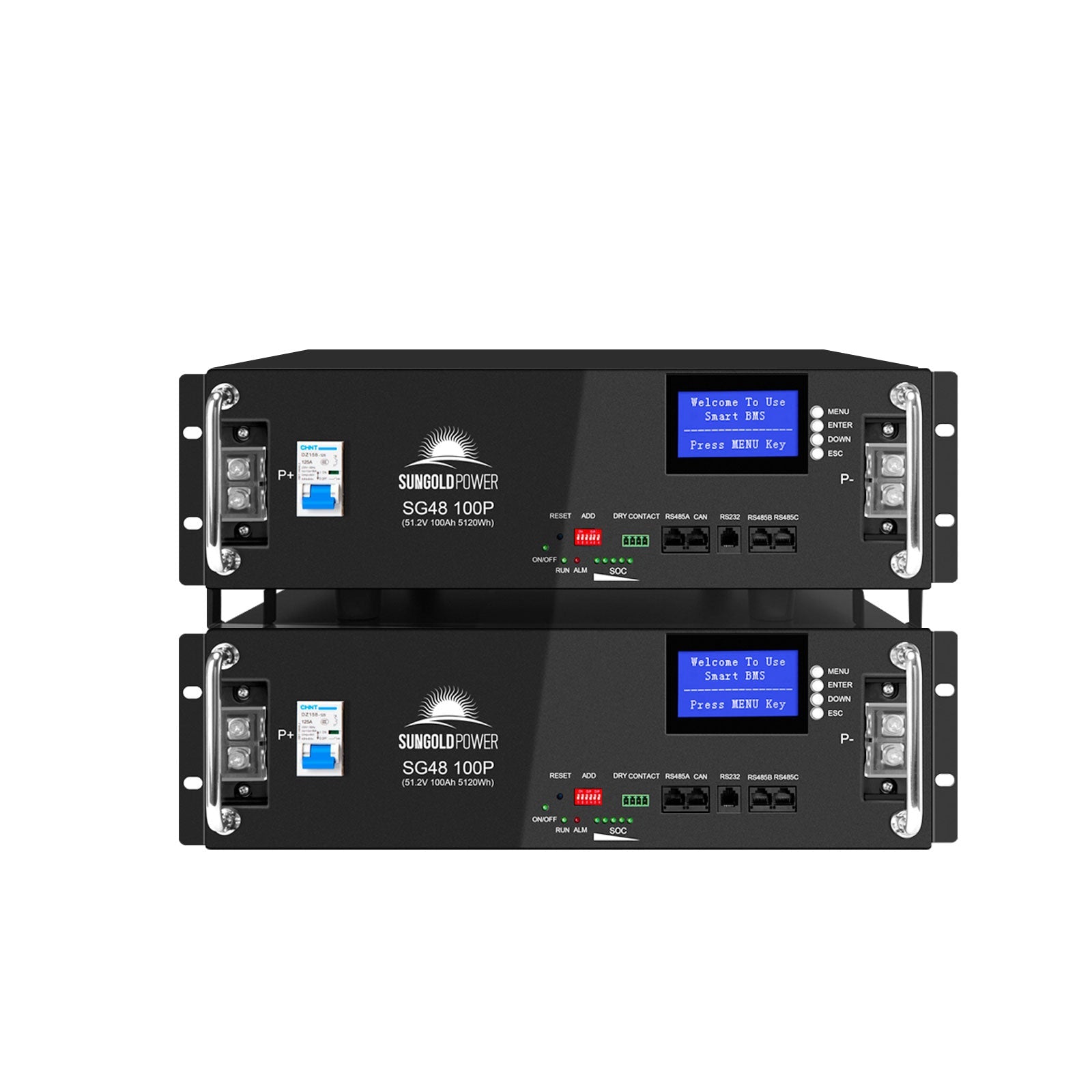 2 X 48V 100AH Server Rack LiFePO4 Lithium  Battery SG48100P UL1973 UL9540A
