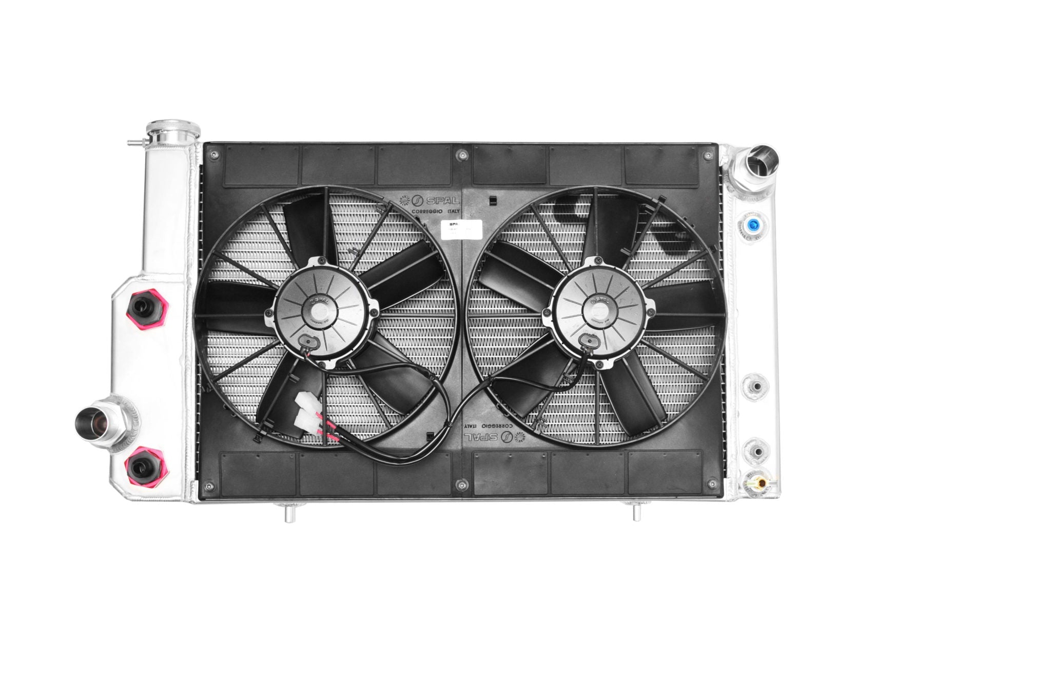 Ford Mustang Radiator 67-70 Module 5.0 Coyote w/EOC Power Steering Cooler Spal Dual 11 in Fans CR Racing