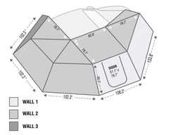 HD Nomadic 270 - Awning, Wall 1, 2 & 3, Passenger Side, Grey Body, Green Trim & Black Travel Cover