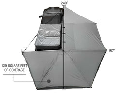 HD Nomadic 270 - Awning, Wall 1, 2 & 3, Passenger Side, Grey Body, Green Trim & Black Travel Cover
