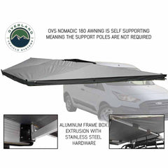 Overland Vehicle Systems 180 Awning with Bracket Kit for Mid - High Roofline Vans