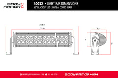 30" BLACKOUT LED LIGHT BAR COMBO BEAM WITH WIRE HARNESS