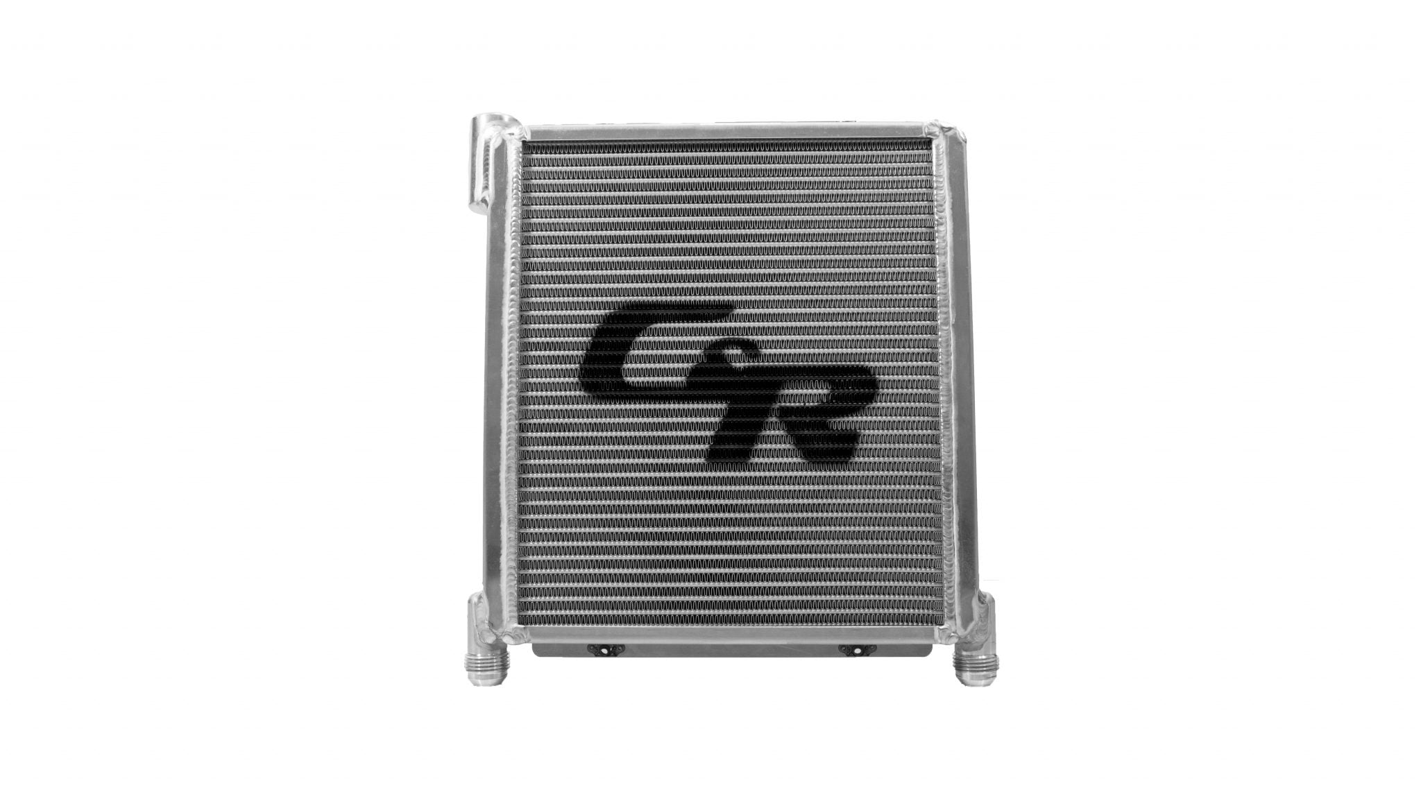 Oil Cooler - DLM 32mm Single Pass 12 Inch x 11.25 Inch -12 Males and 1/2 Inch NPT Temp Sensor Bung C&R Racing