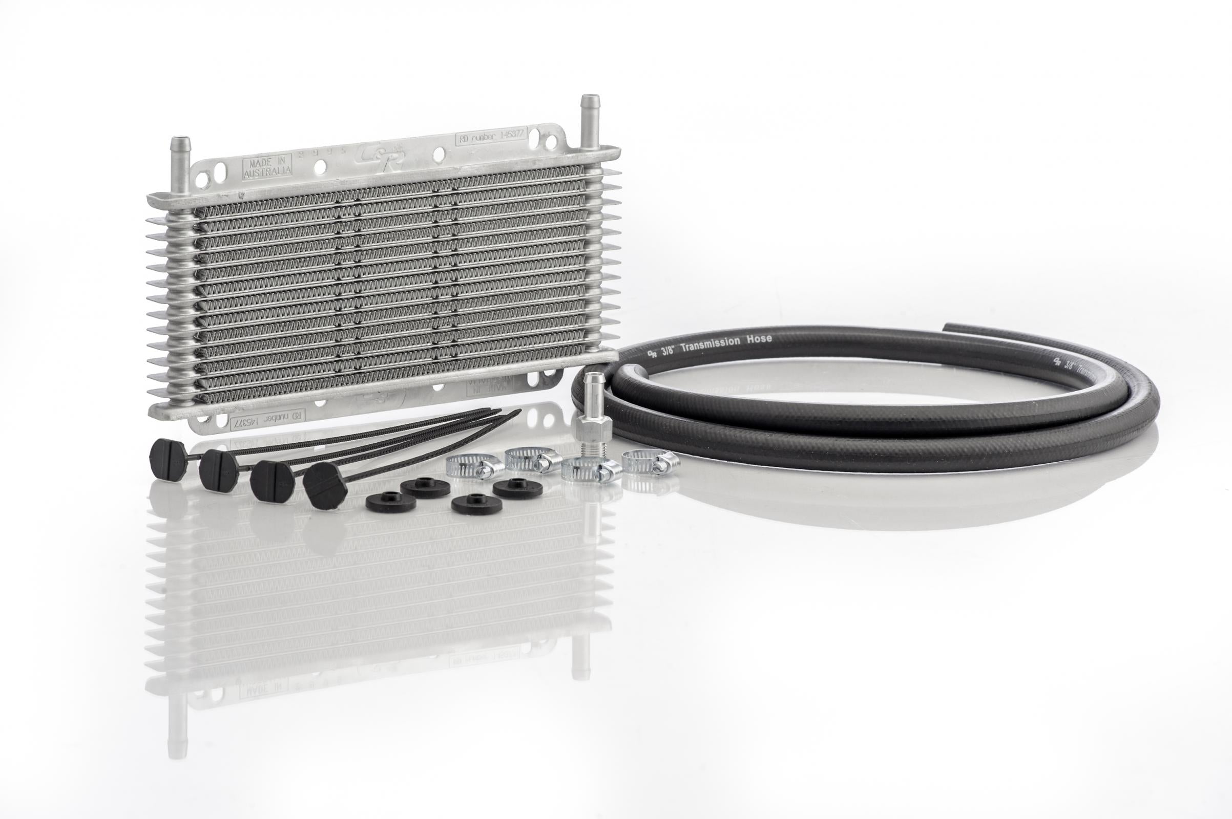 Trans Oil Cooler Kit 11 in (280mm) x 4-1/4 in (110mm) x 3/4 in (19mm) 3/8 in Push On Barb
