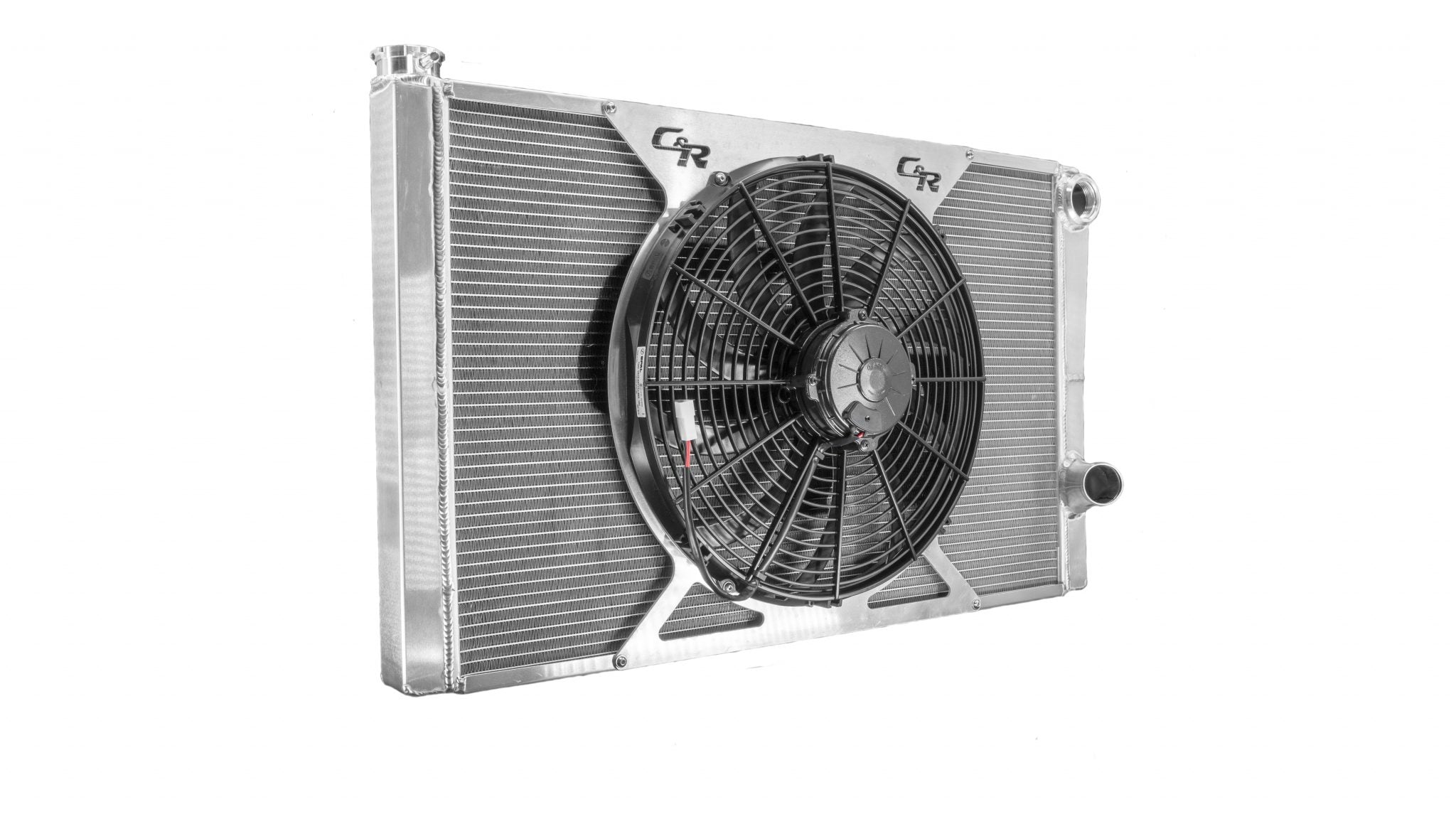 Radiator Module Universal Double Pass Open 31 Inch x  Inch 1-3/4 Inch High Outlet, 16 Inch Spal Fan, Fan Ring and Spal Fan Relay C&R Racing