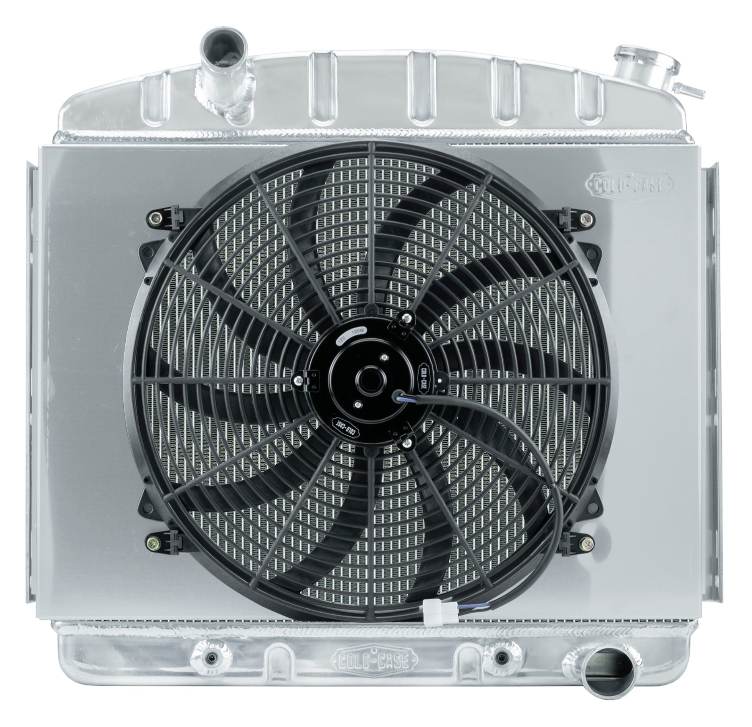 57 Tri-5 Chevy Aluminum Performance Radiator And 16 Inch Fan Kit 6 Cyl (Front Mount) Cold Case Radiators