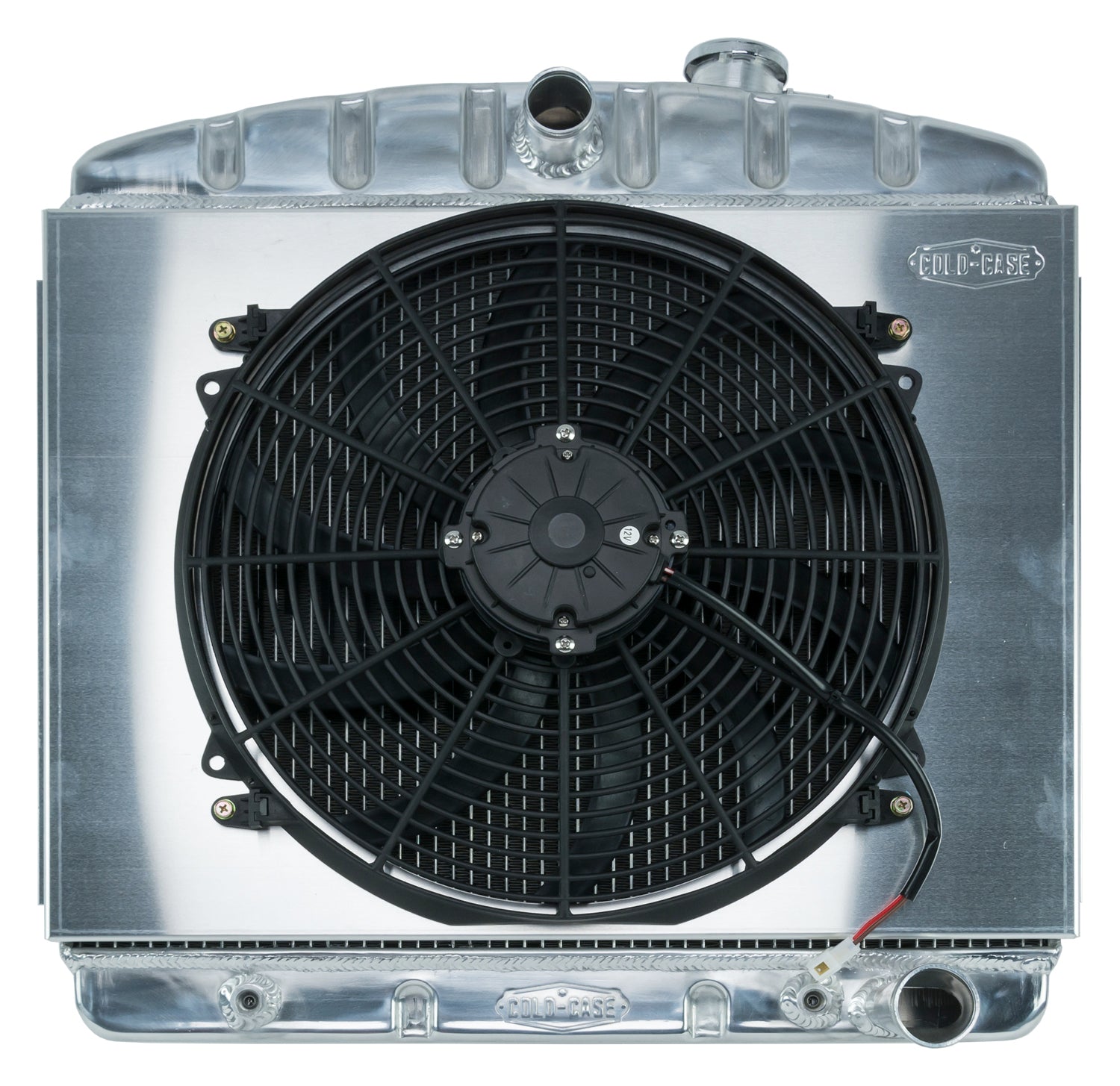 55-56 Tri-5 Chevy Aluminum Radiator And 16 Inch Fan Kit 6 Cyl (Front Mount) Cold Case Radiators