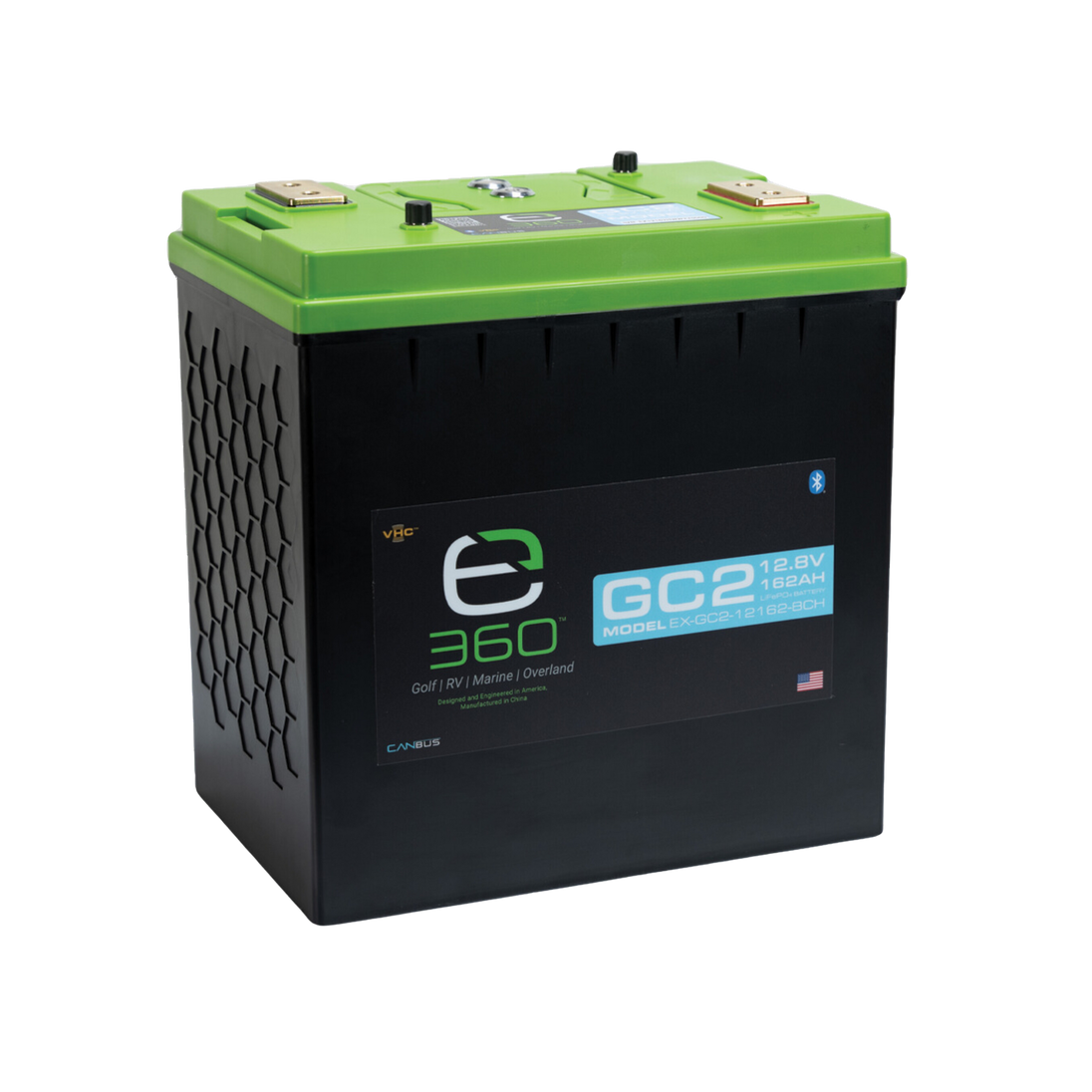 E360 12.8V 162Ah GC2 LiFePO4 Deep Cycle Battery. Bluetooth, CAN Bus, and VHC (Vertical Heat Conduction) Internal Heating. [A]