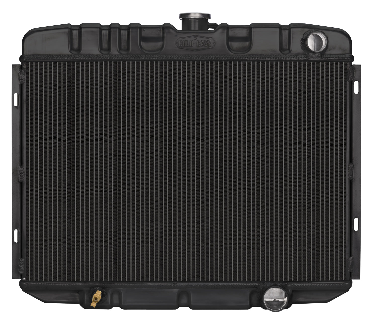 67-70 Mustang Small Block 24 Inch Manual Aluminum Performance Radiator Black Night Rider Series Cold Case Radiators