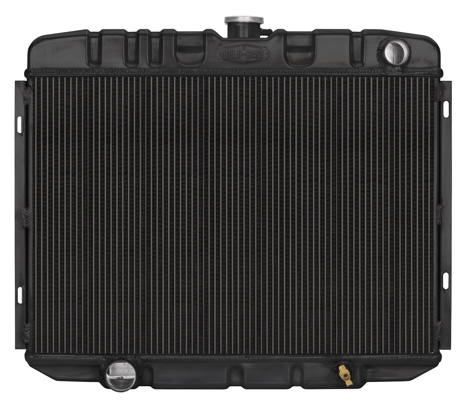 67-70 Mustang Big Block 24 Inch Manual Aluminum Performance Radiator Black Night Rider Series Cold Case Radiators