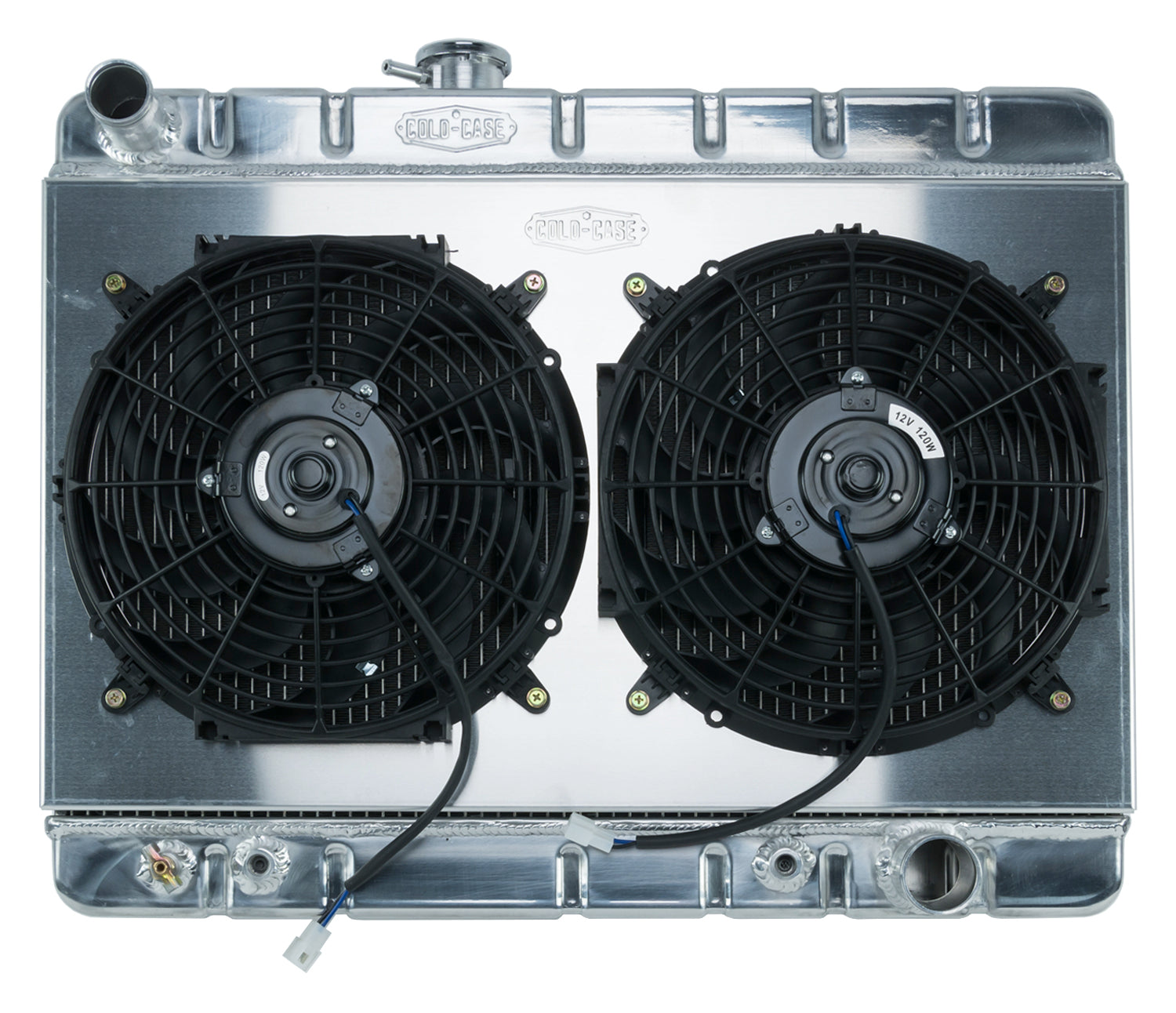66-67 GTO Aluminum Radiator And 12 Inch Dual Fan Kit W/O AC AT Cold Case Radiators