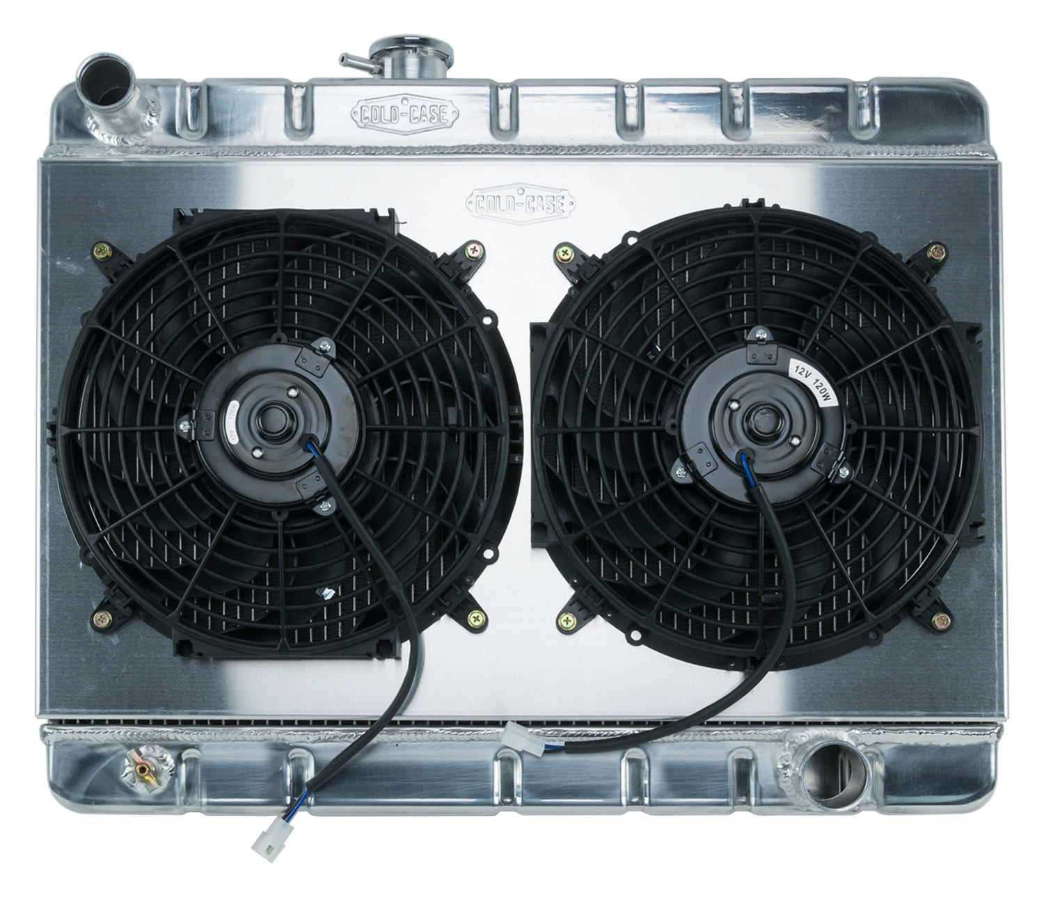 66-67 GTO Aluminum Radiator And 12 Inch Dual Fan Kit W/O AC MT Cold Case Radiators