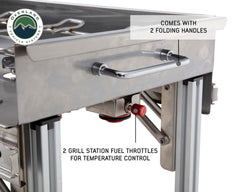 Overland Vehicle Systems Komodo Camp Kitchen - Dual Grill, Skillet, Folding Shelves, and Rocket Tower - Stainless Steel
