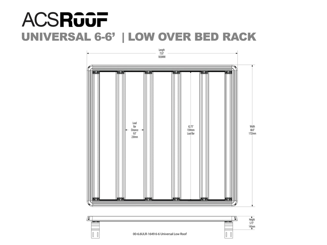 Over Bed Rack ACS ROOF | Universal Over Truck Bed Low Platform Rack