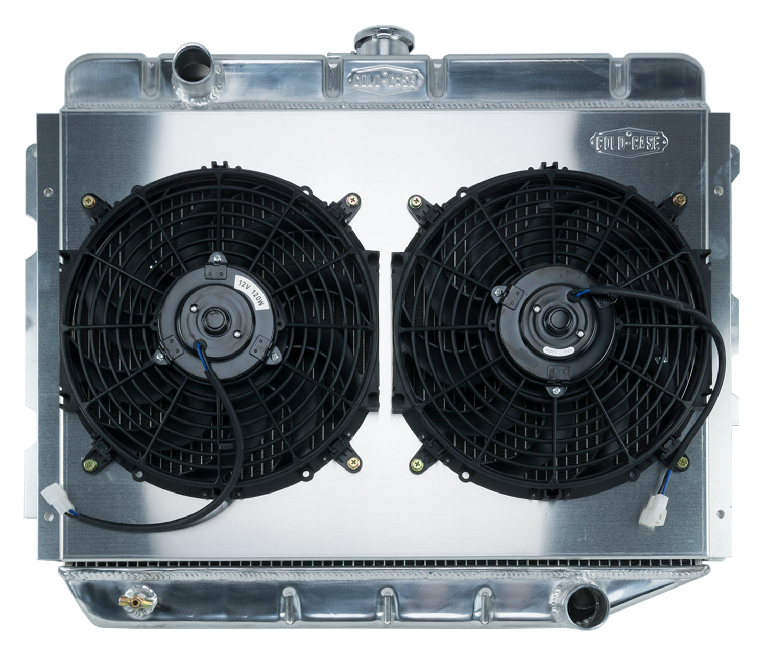 66-74 A,B,C,E Body AC Aluminum Performance Radiator And 12 Inch Dual Fan Kit MT 17x26 Inch Cold Case Radiators