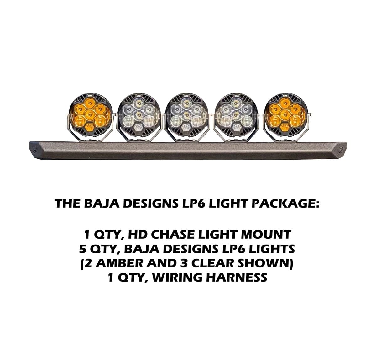 HD Chase Light Mount – Front Curved Pod / Light Bar Mount Chassis Unlimited Inc. 19-25 RAM 2500/3500 LIGHT MOUNT BAJA LP6 PACKAGE (2 AMBER - 3 CLEAR) 